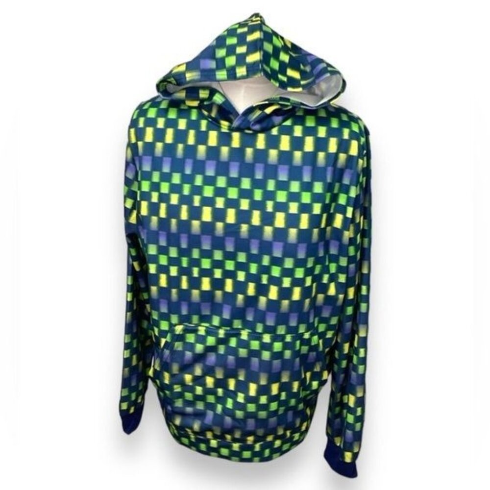Totally Pink Women’s Holo Check Pullover Hoodie, Blue, size XL